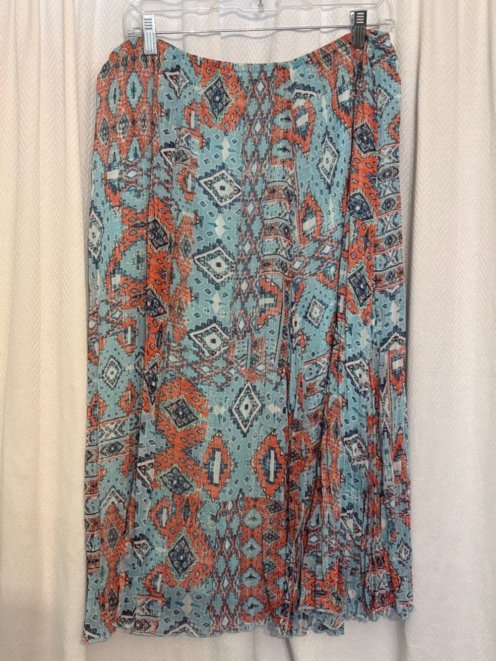 Ruby Rd. Pleated Turquoise and Coral Skirt. GUC.